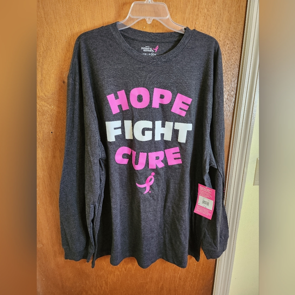 HOPE FIGHT CURE Susan G Komen Long sleeve tshirt New with tags, Size 2x